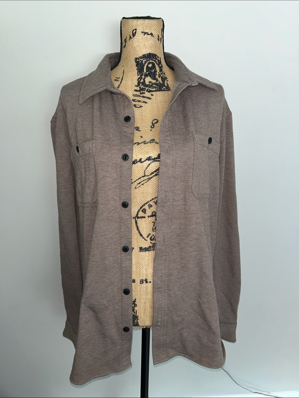 C&C California Men's Taupe Button-Up Shirt Jacket